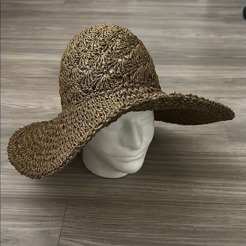 Brown 17” Wide Brim Woven Sun Hat - Outdoors Gardening